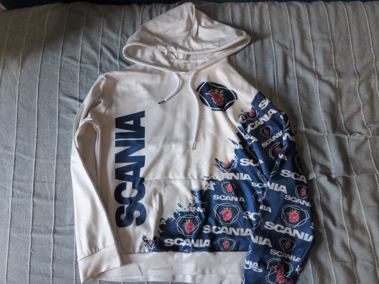 Scania Hoodie - Wit met Blauw Patroon - Maar XS, Ophalen of Verzenden