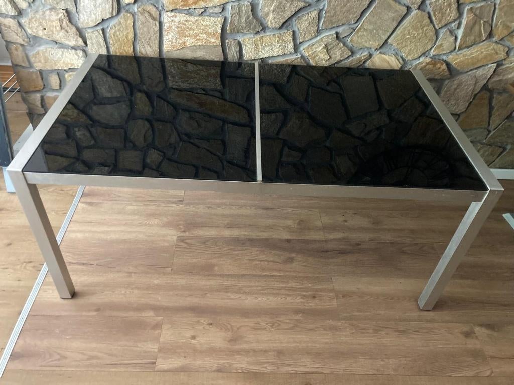 Glazen rooktafel met stoelen, Ophalen, 50 tot 100 cm, Zo goed als nieuw, Glas