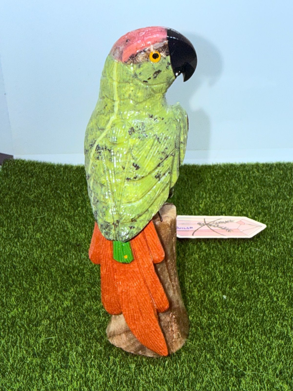 Unieke handgemaakte papegaai sculptuur van natuursteen, Antiek en Kunst, Minder dan 20 cm, Natuurlijk materiaal, Ophalen of Verzenden