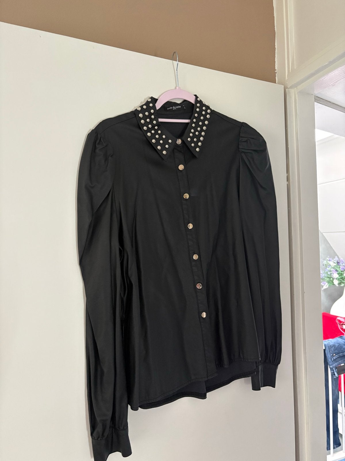 Drolé de copine leren zwarte blouse met studs maat L, Kleding | Dames, Blouses en Tunieken, Ophalen of Verzenden, Zo goed als nieuw