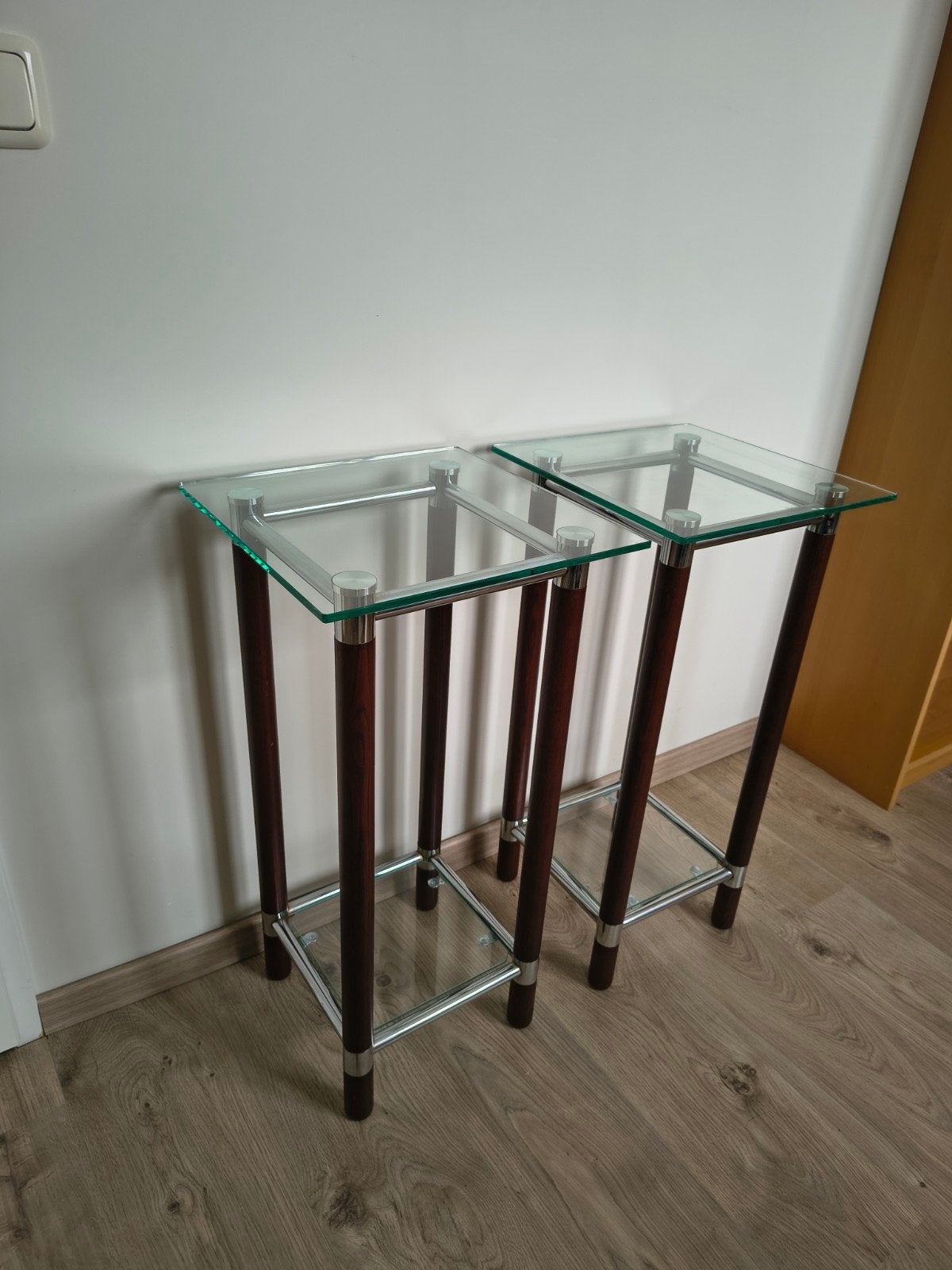 Set van 2 vierkante nachtkastjes met glazen blad, Ophalen, Minder dan 45 cm, 70 cm of meer, Glas
