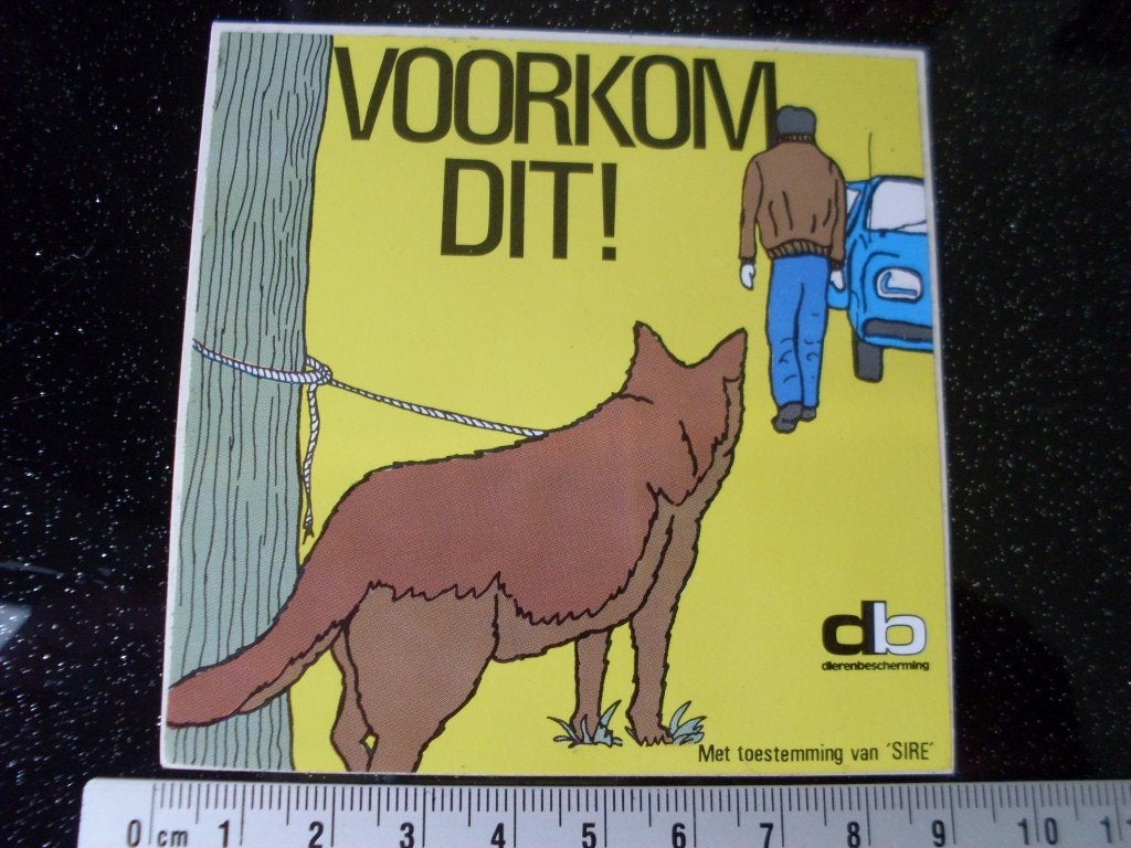 sticker dierenbescherming hond vastbinden aan boom DB logo, Verzenden, Zo goed als nieuw, Bedrijf of Vereniging