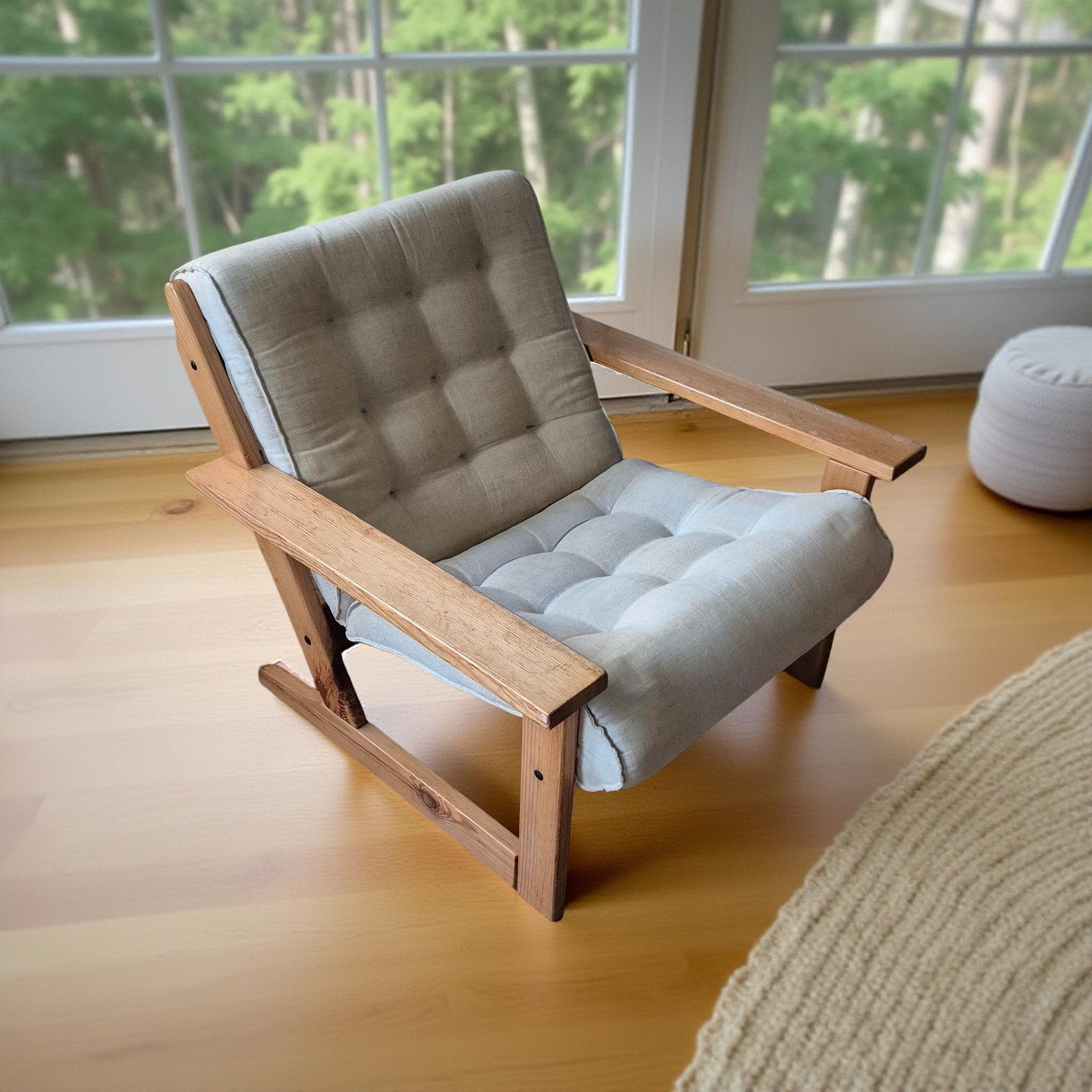mid century modern safari stoel Deens design, Hout, Minder dan 50 cm, Gebruikt, .