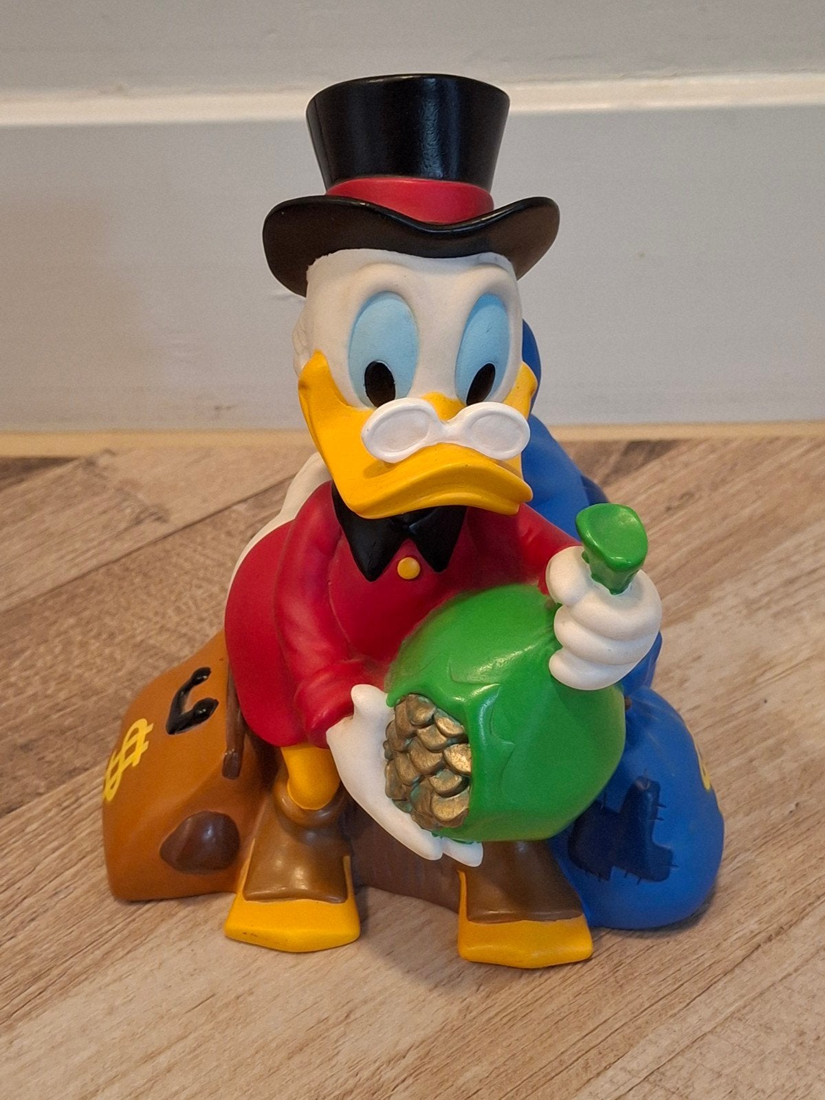 Spaarpot Dagobert Duck Uncle Scrooge met draaibaar hoofd, Verzamelen, Ophalen of Verzenden, Donald Duck, Zo goed als nieuw, Beeldje of Figuurtje