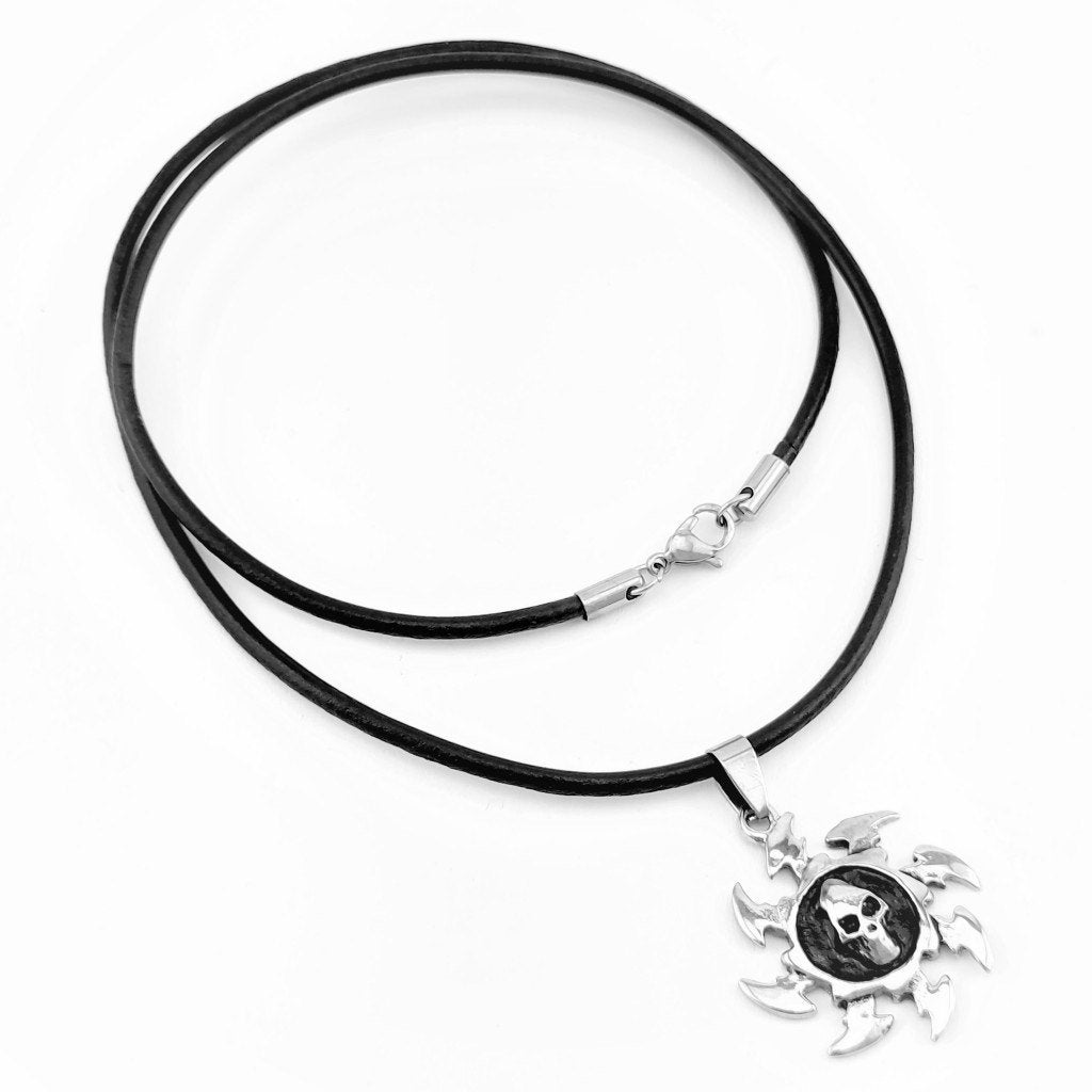 RVS Tribal Schedel Hanger met Leren Ketting, Birgitta-Gracht 33, 6465 EL Kerkrade, Nederland, Verzenden, Nieuw, Esde2