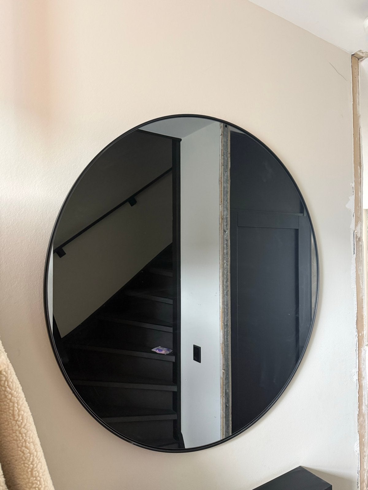 Ronde spiegel (Smoke glas) - 96 cm, Ophalen, Rond, Zo goed als nieuw, 75 tot 100 cm