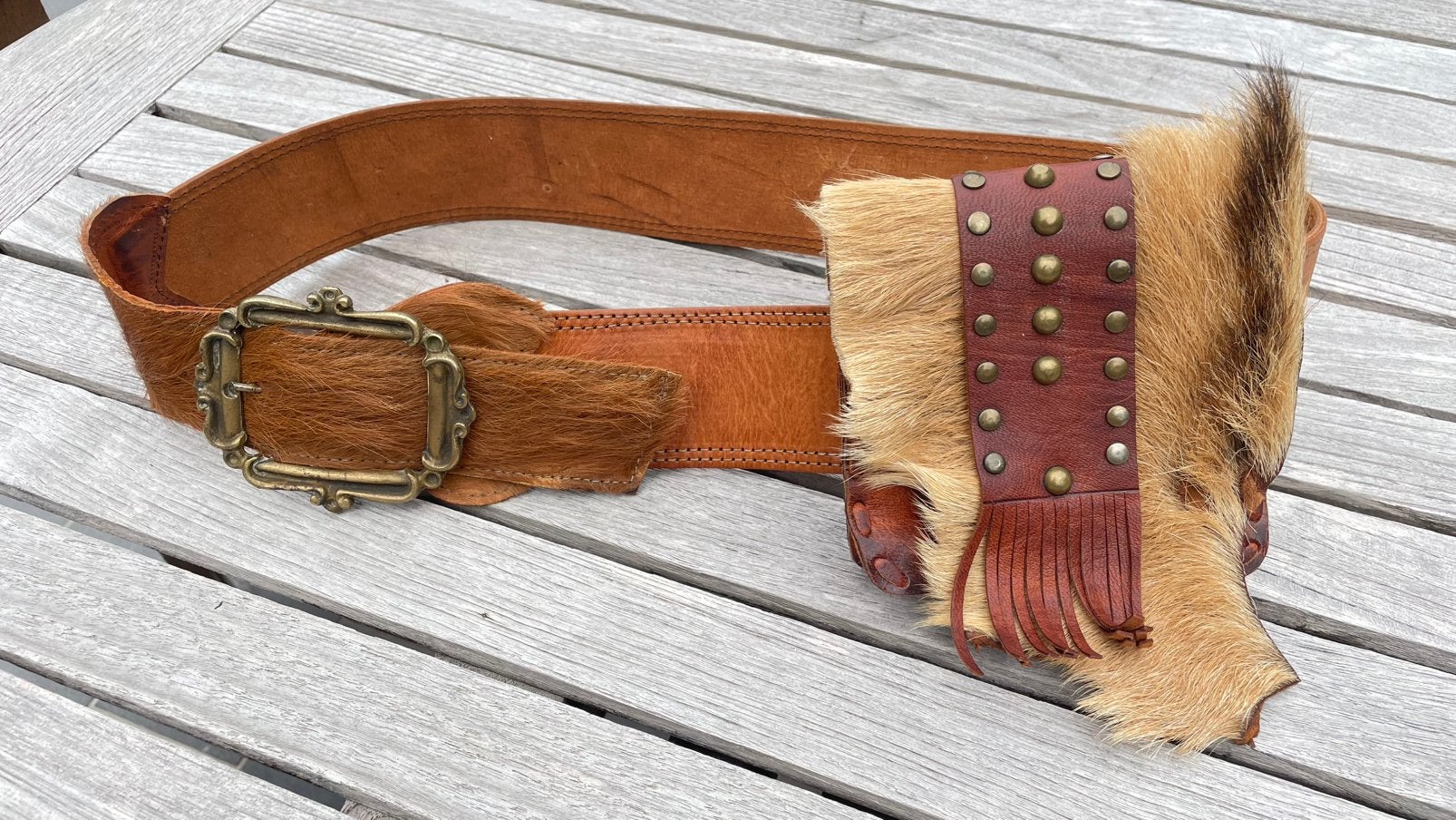 Zgan ! Country leren ceintuur met tasje, Echt leder, Ophalen of Verzenden, Zo goed als nieuw, 3 tot 5 cm