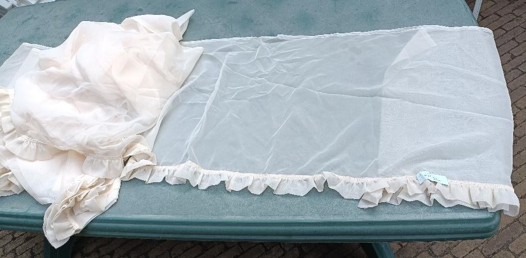 Vintage nieuwe vitrage valletjes ecru 13 mtr x 60 cm (SF22), Ophalen of Verzenden, Nieuw, 200 cm of meer, Minder dan 100 cm