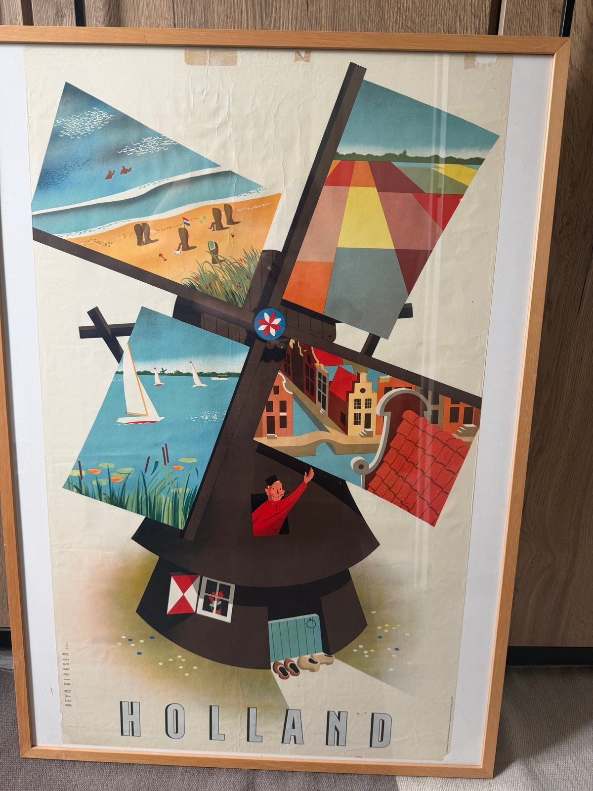 Originele Lithografie/Affiche 'Holland'- Reyn Dirksen (1955), Antiek en Kunst, Kunst | Litho's en Zeefdrukken, Origineel, Ophalen of Verzenden