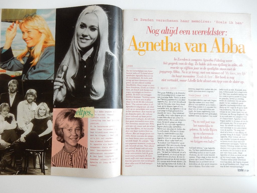 Agnetha/ABBA interview in Libelle (compleet)., Boeken, Tijdschriften en Kranten, Ophalen of Verzenden, Zo goed als nieuw, Damesbladen