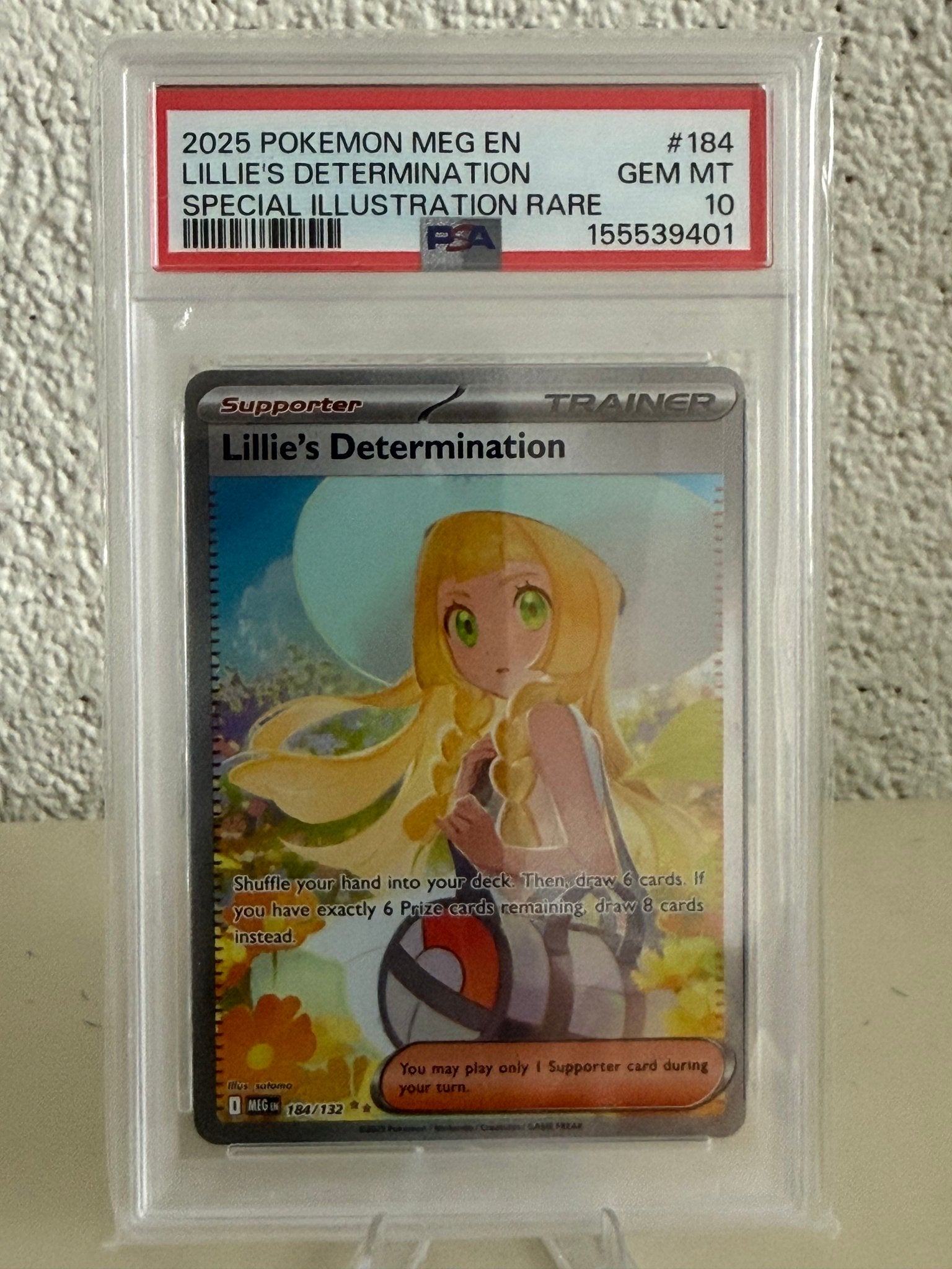Pokemon Lillie's Determination | PSA 10 | 184/132 |, Ophalen of Verzenden, Zo goed als nieuw, Losse kaart