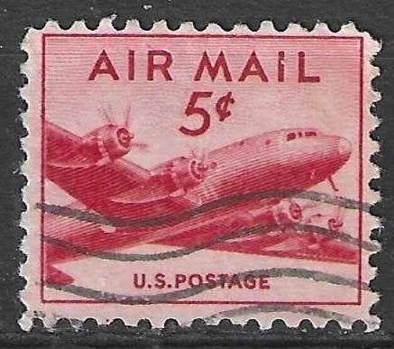 USA 1947/1949 - Yvert 34PA - Douglas DC-4 - 5 c. (ST), Verzenden, Gestempeld, Noord-Amerika