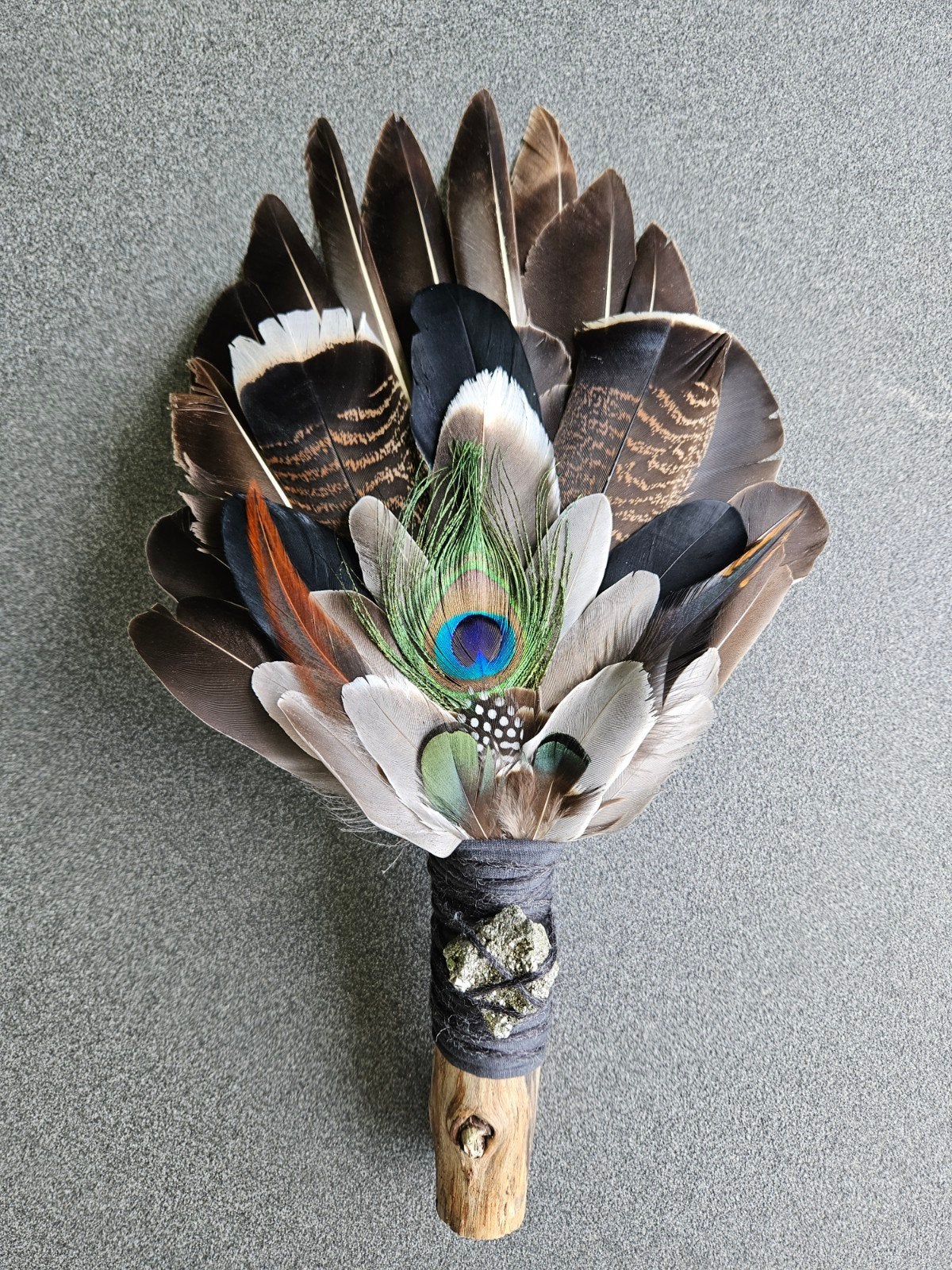 Smudge feathers XL pyriet veren waaier feather fan reiki, Ophalen of Verzenden