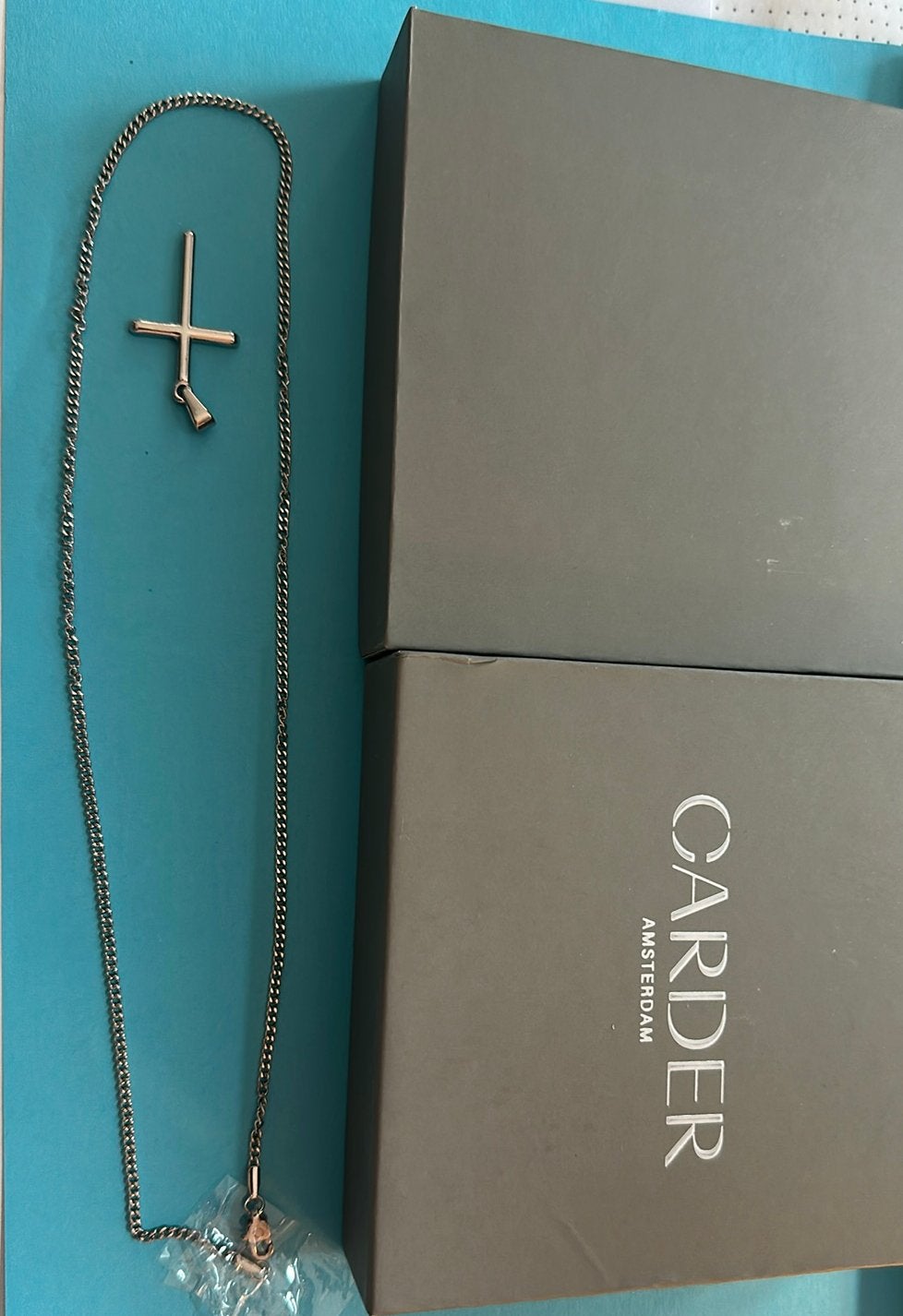 Heren  : Set ketting  zilver Carder en kruis hanger, Ophalen of Verzenden, Nieuw, Zilver, Overige merken