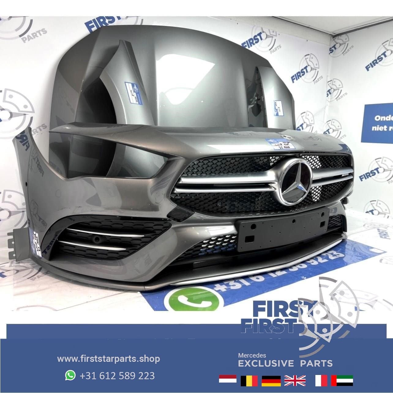 W118 C118 CLA AMG LINE VOORKOP GRIJS origineel Mercedes 2018, Gebruikt, -, Voor, Ophalen of Verzenden