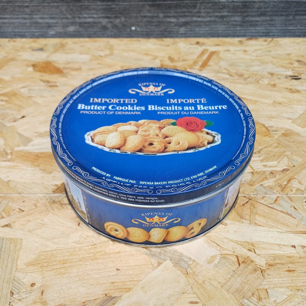 Danish cookies blik koekjes op schaal 1995, Verzamelen, Ophalen of Verzenden, Gebruikt, Koek(jes), Overige merken