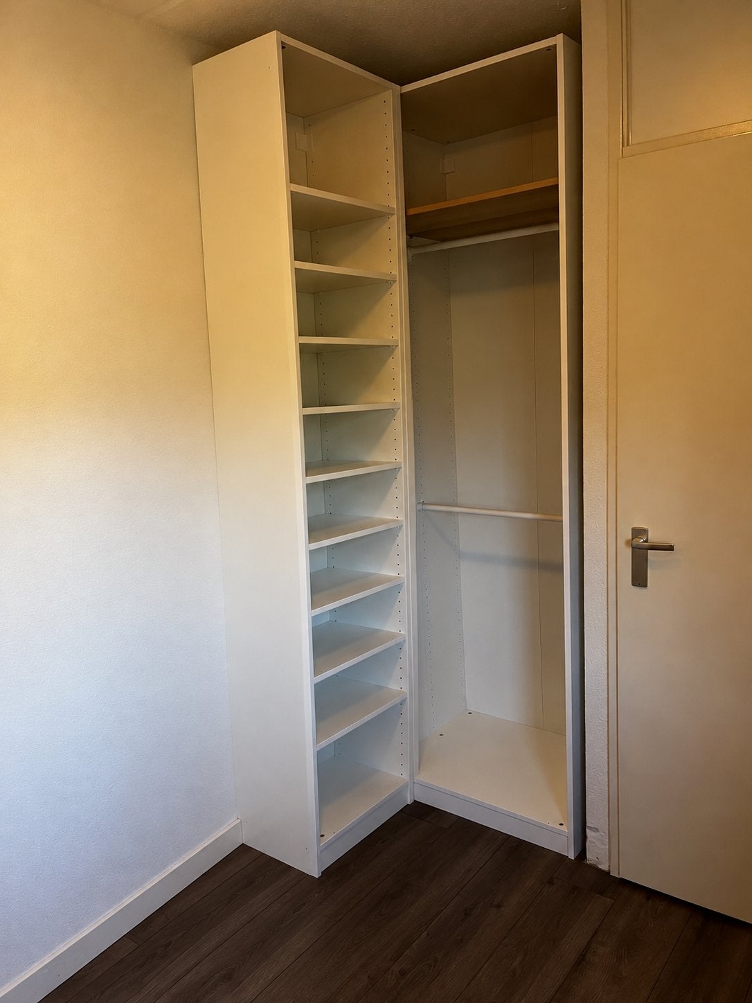 Ikea Pax hoekelement met planken en hangruimte, Ophalen, Met plank(en), Gebruikt, 200 cm of meer