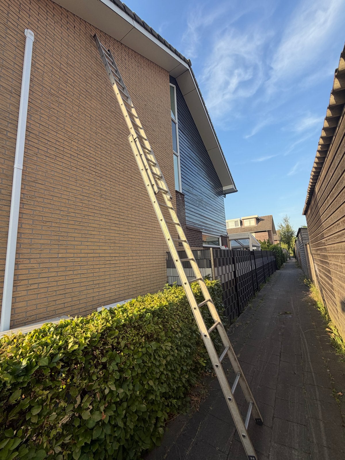 Excelsior uitschuifbare ladder - 2x14 sports 678cm, Doe-het-zelf en Verbouw, Ladders en Trappen, Ophalen, Gebruikt, Ladder, Opvouwbaar of Inschuifbaar