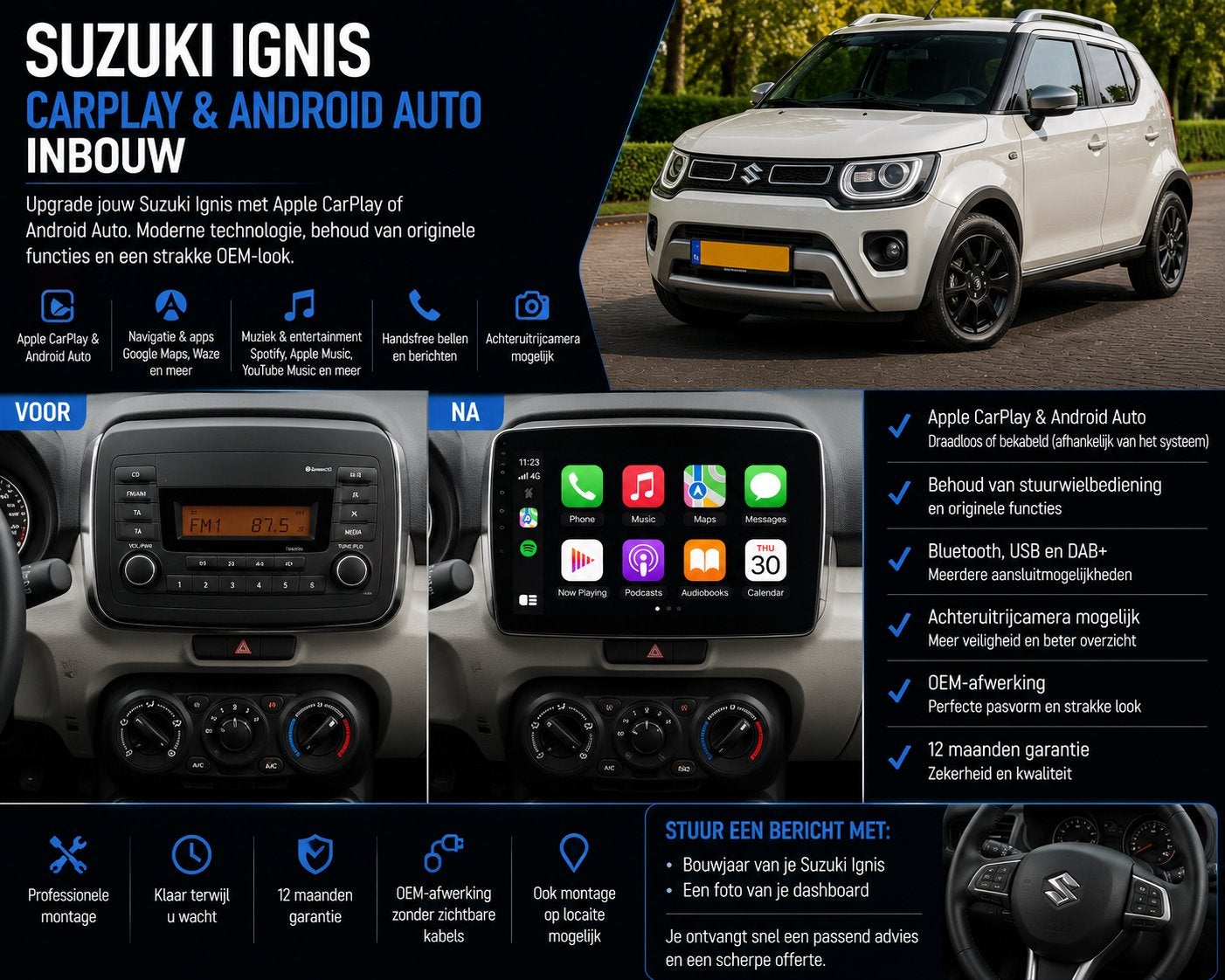 Suzuki Ignis CarPlay & Android Auto Inbouw, Ophalen, Nieuw