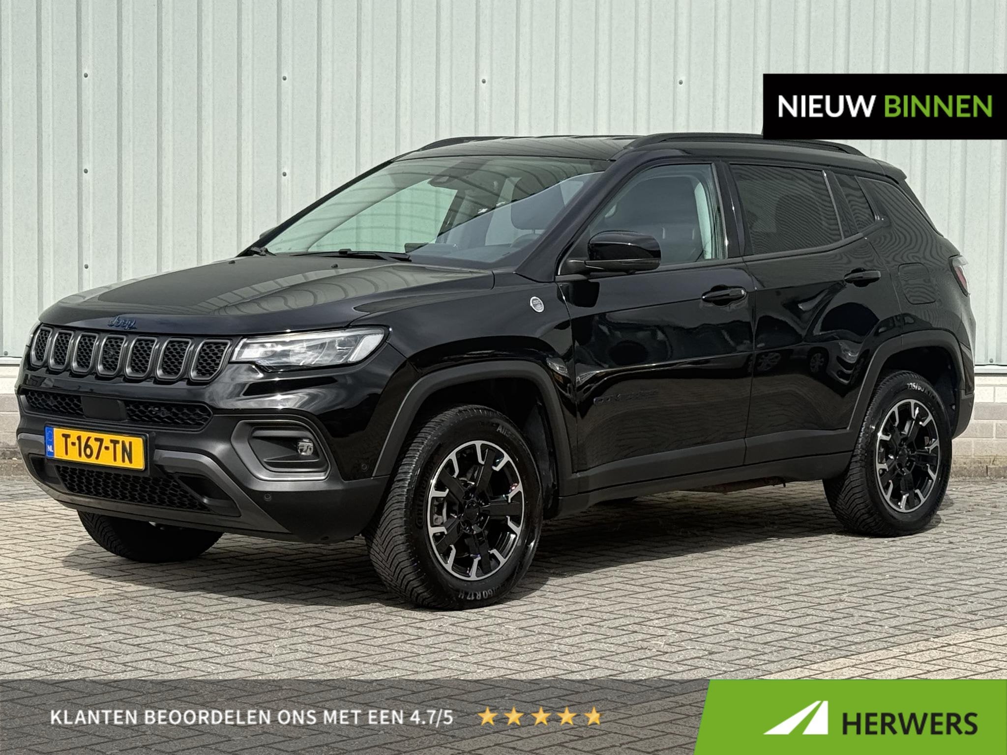 Jeep Compass 4xe 240 Plug-in Hybrid Electric Trailhawk / Sto, Auto's, Automaat, 4 cilinders, Zwart, Bedrijf