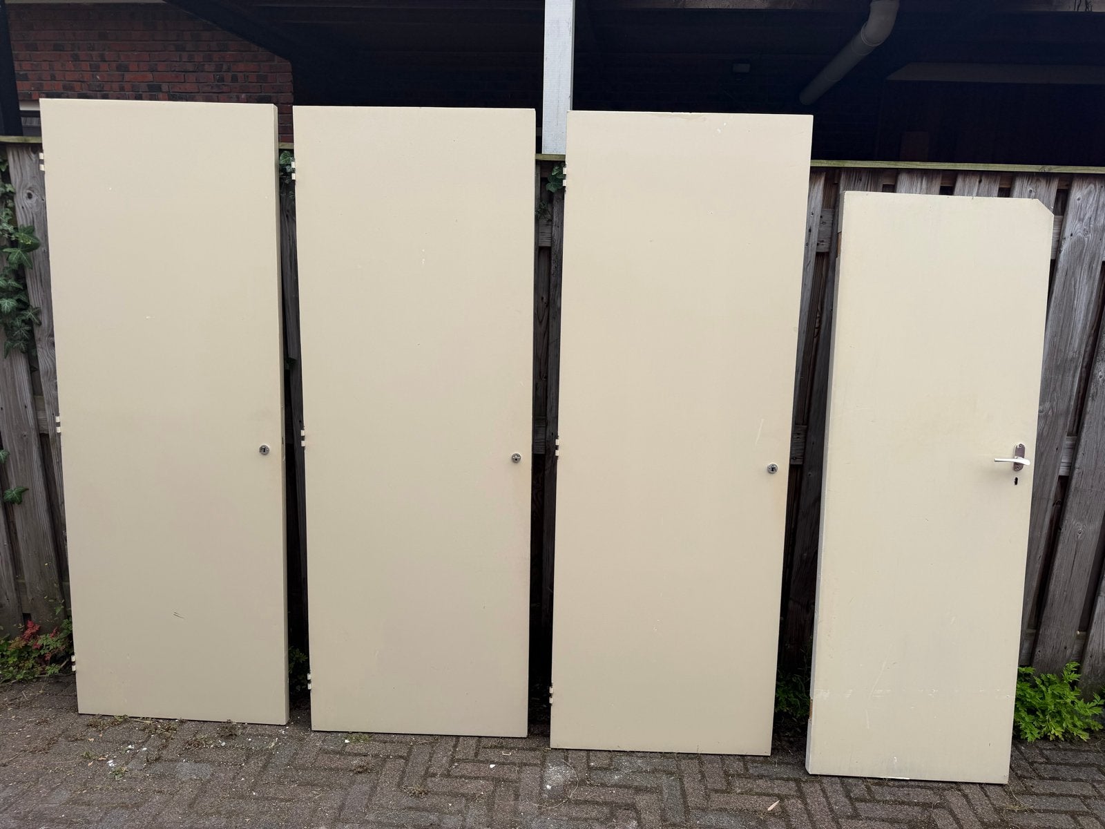 Gratis set van 4 gebruikte hardhouten deuren, Ophalen, Gebruikt, 80 tot 100 cm, Binnendeur
