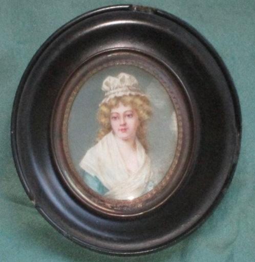 Miniatuur schilderij van een dame - Valentine, Antiek en Kunst, Ophalen of Verzenden