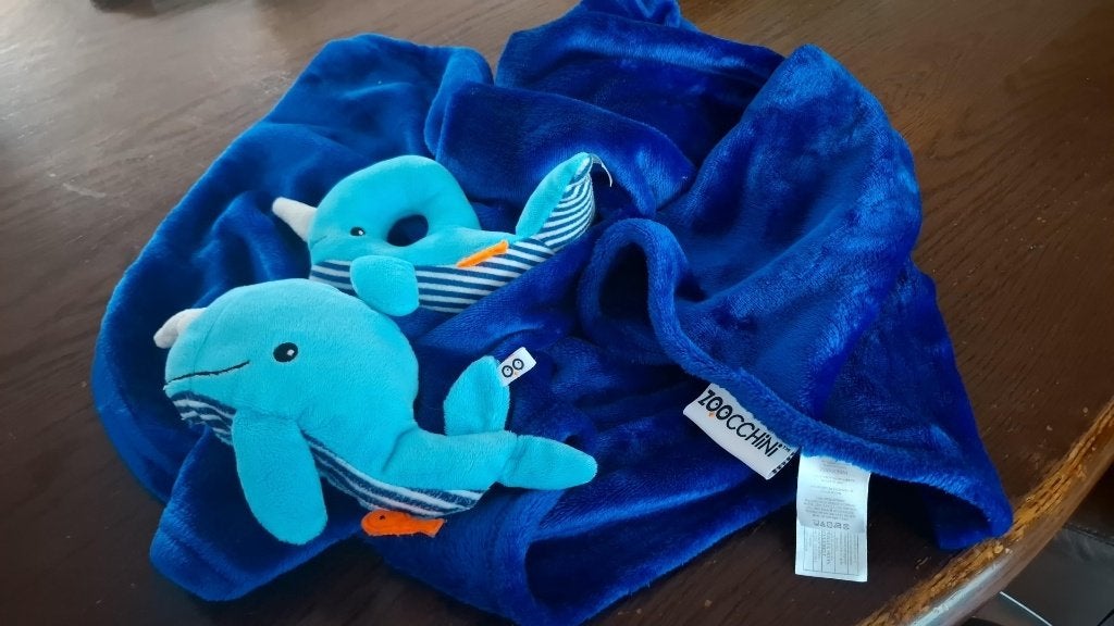 Zoocchini Baby - Kinderwagendeken en rammelaar- Willy Walvis, Ophalen of Verzenden, Zo goed als nieuw, Deken