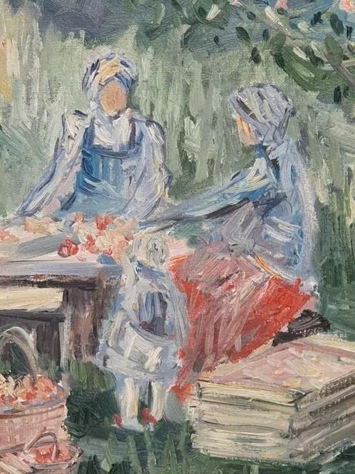 Schilderij 2 vrouwen in een boomgaard fruit appels Tera, Ophalen