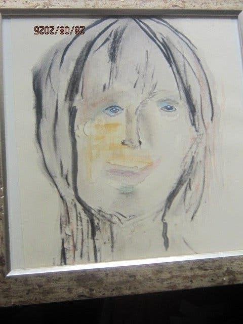 Leuk meisjes portret met blauwe ogen, Ophalen, Achter glas, Portret of Personen