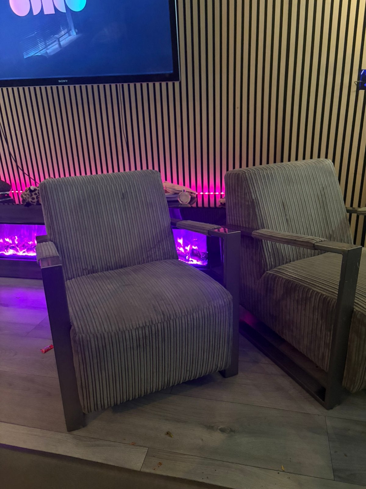 Mooie ribstof fauteuil  lounge, Ophalen, Gebruikt, Eenpersoons, 75 tot 100 cm