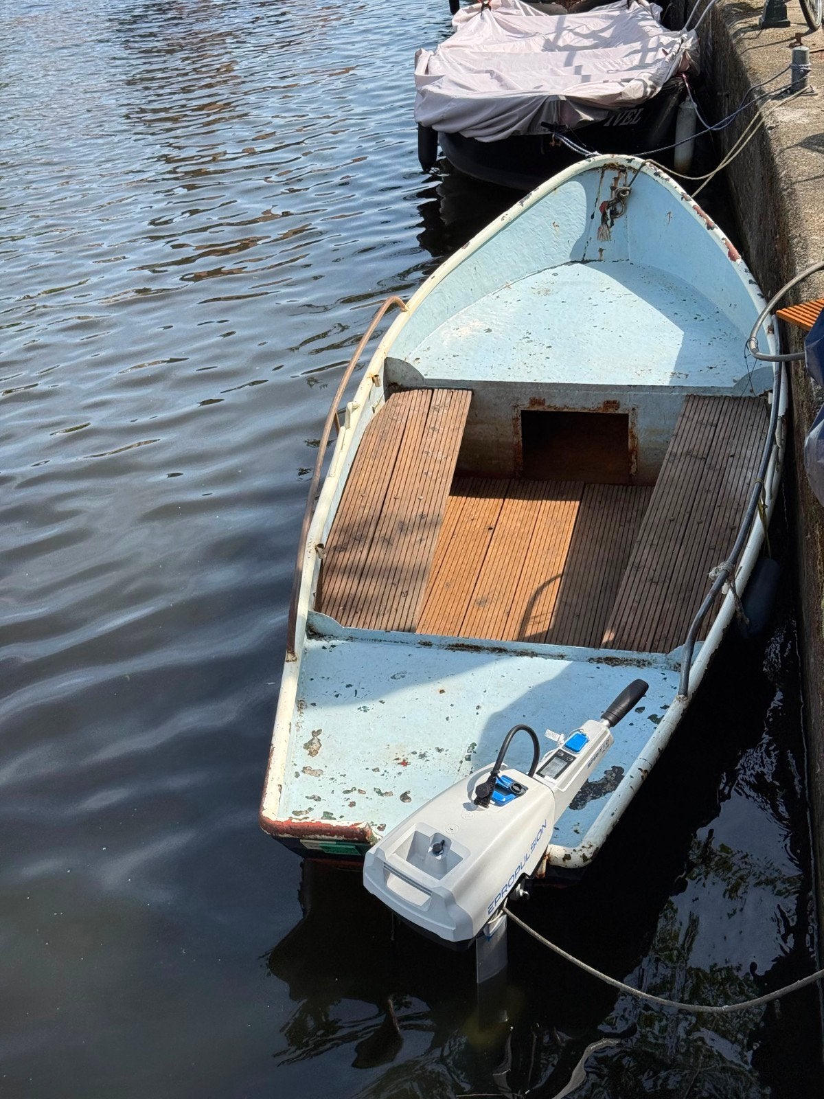 Stalen sloep 6 persoons met elektrische motor, Watersport en Boten, Sloepen, Gebruikt, 4 m, Staal, Elektrisch