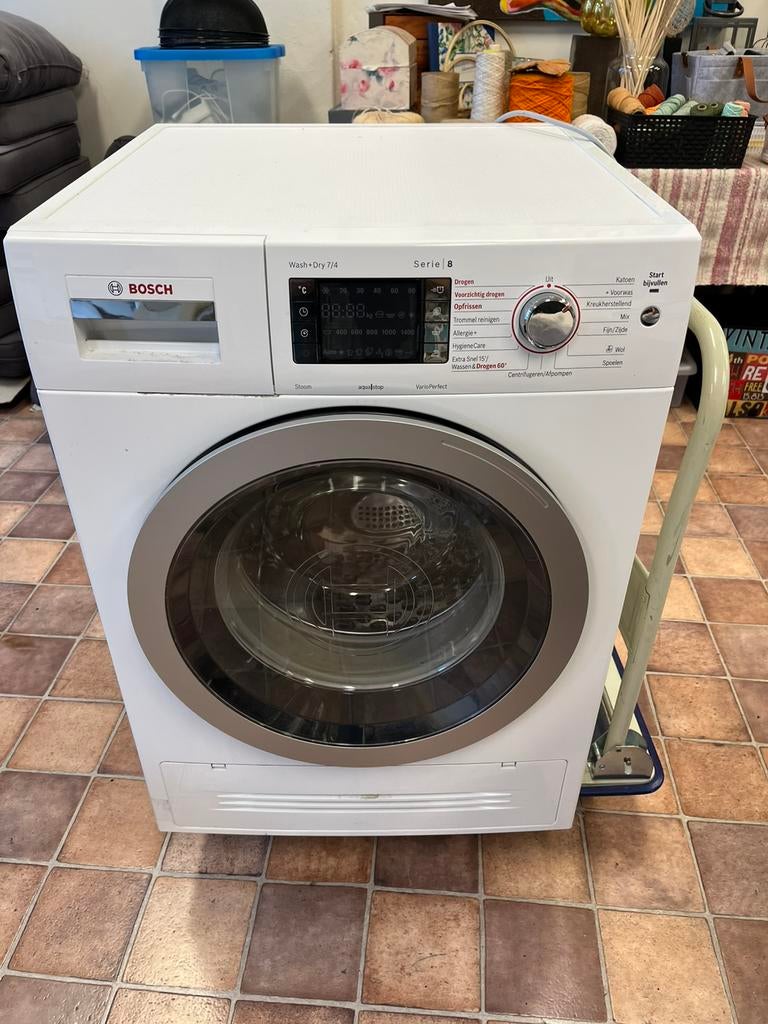 Bosch was/droog combinatie lek ., Witgoed en Apparatuur, Wasmachines, Ophalen, Gebruikt, Handwasprogramma, Voorlader