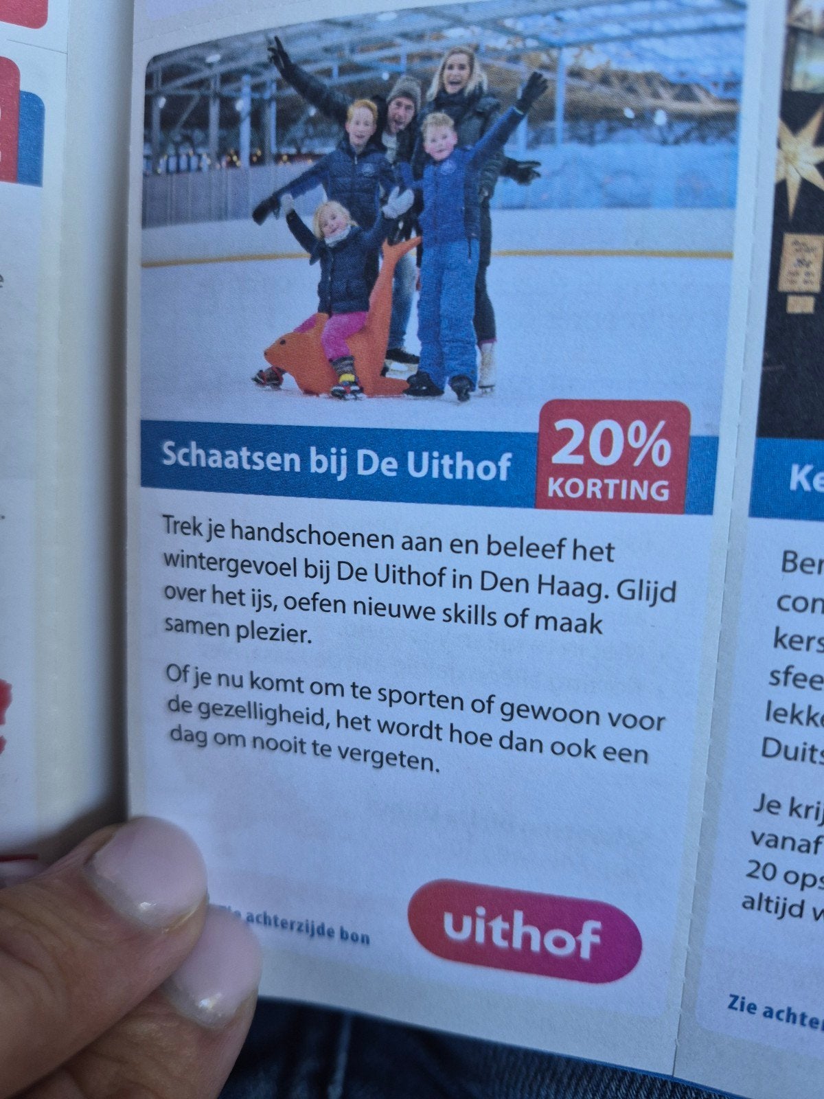 schaatsen bij de Uithof 20€ korting, Tickets en Kaartjes, Eén persoon, Kortingsbon