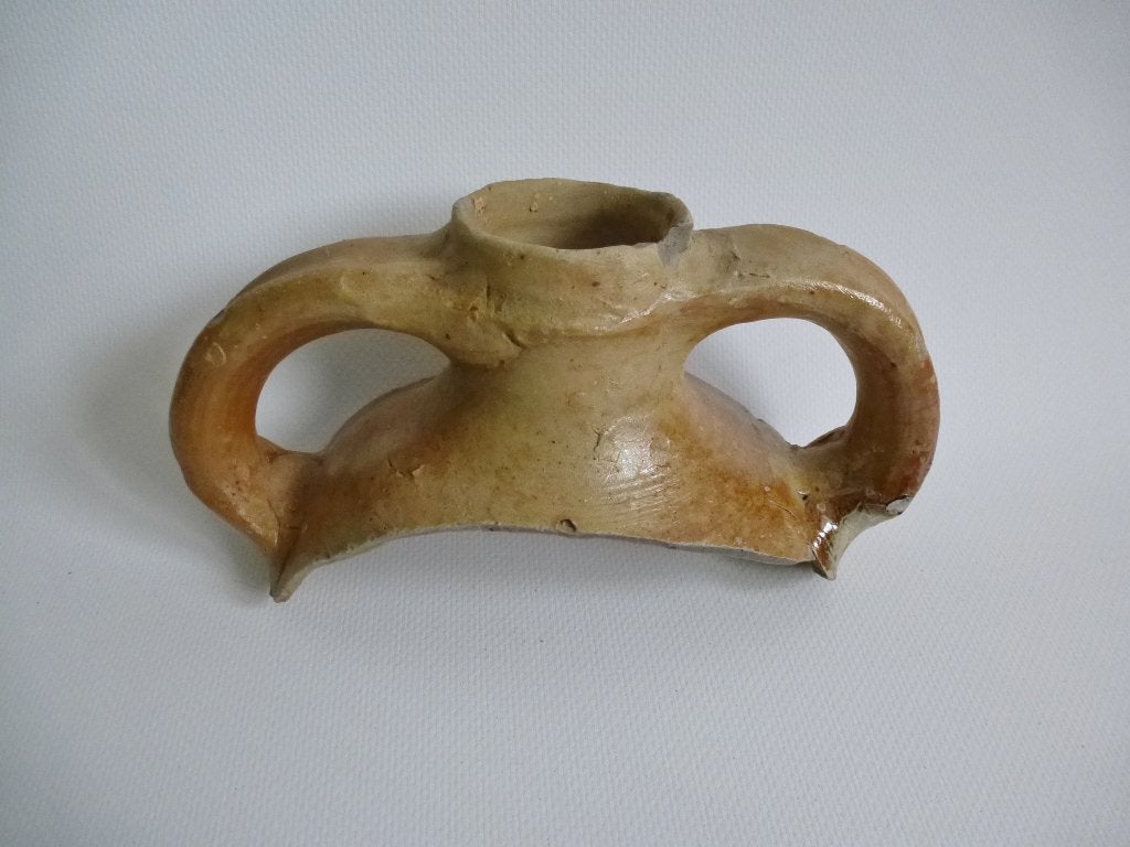 Prachtig groot fragment van 15e eeuwse SIEGBURG 2 OREN KRUIK, Ophalen of Verzenden