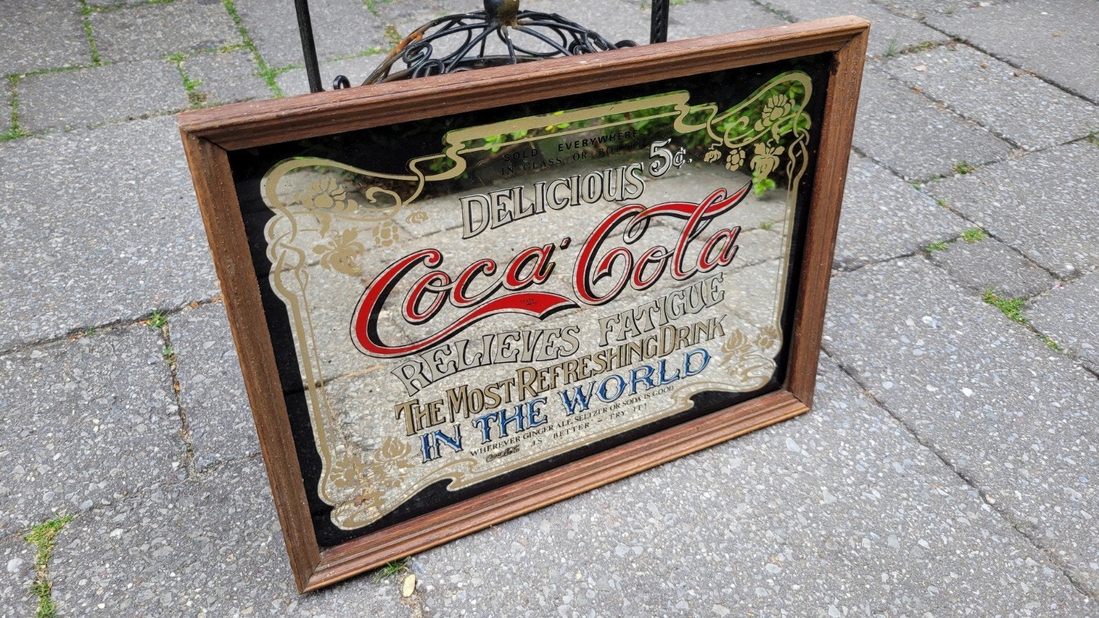 Vintage Coca-Cola spiegel - 40x30 cm, Ophalen of Verzenden, Gebruikt, Overige typen