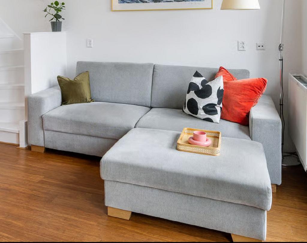 IKEA sörvallen 3-zits bank met poef, Ophalen, 75 tot 100 cm, Zo goed als nieuw, Stof