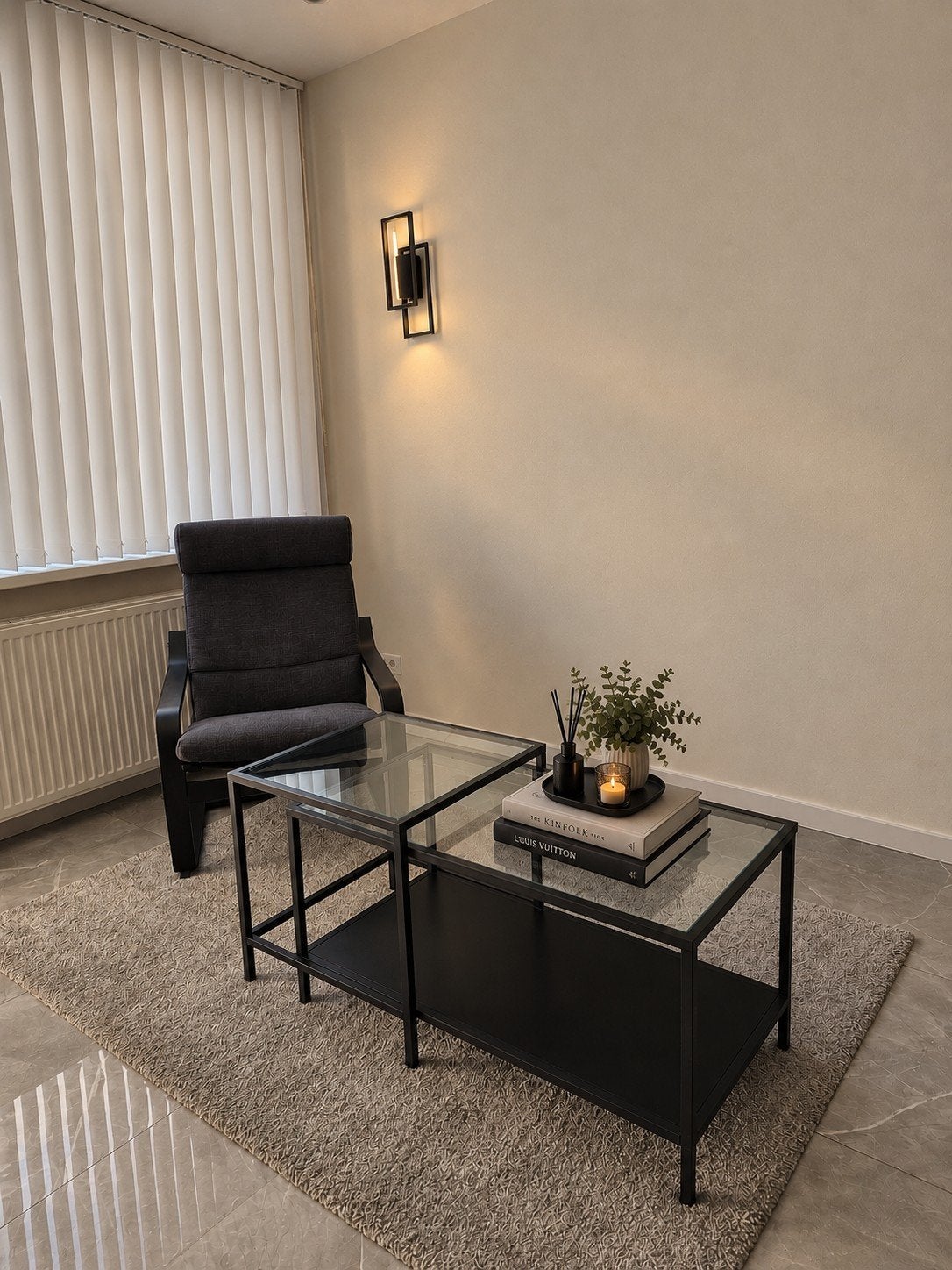 Complete Set Ikea Fauteuil en bijzettafels, Huis en Inrichting, Ophalen, 50 tot 100 cm, Rond, 50 tot 100 cm
