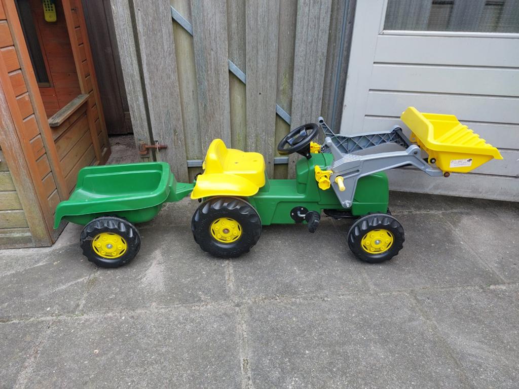 Trap tractor met aanhanger en voorlader - Zo goed als nieuw, Ophalen, Zo goed als nieuw, Trapvoertuig
