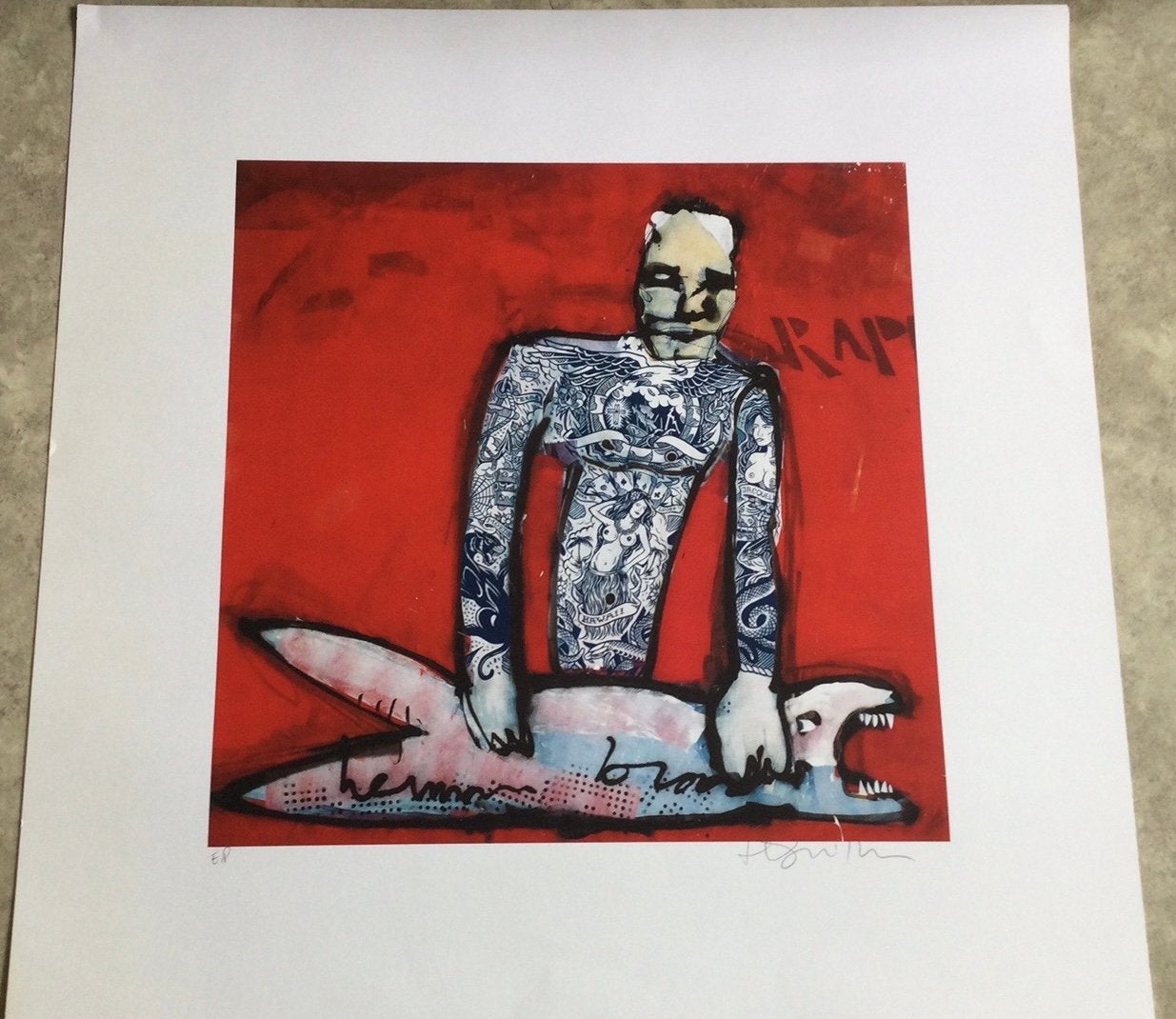 Zeefdruk Henk Schiffmacher ism Herman Brood: RAP, Personages en Fantasiefiguren, Zeefdruk, Ophalen of Verzenden, Gelimiteerde oplage