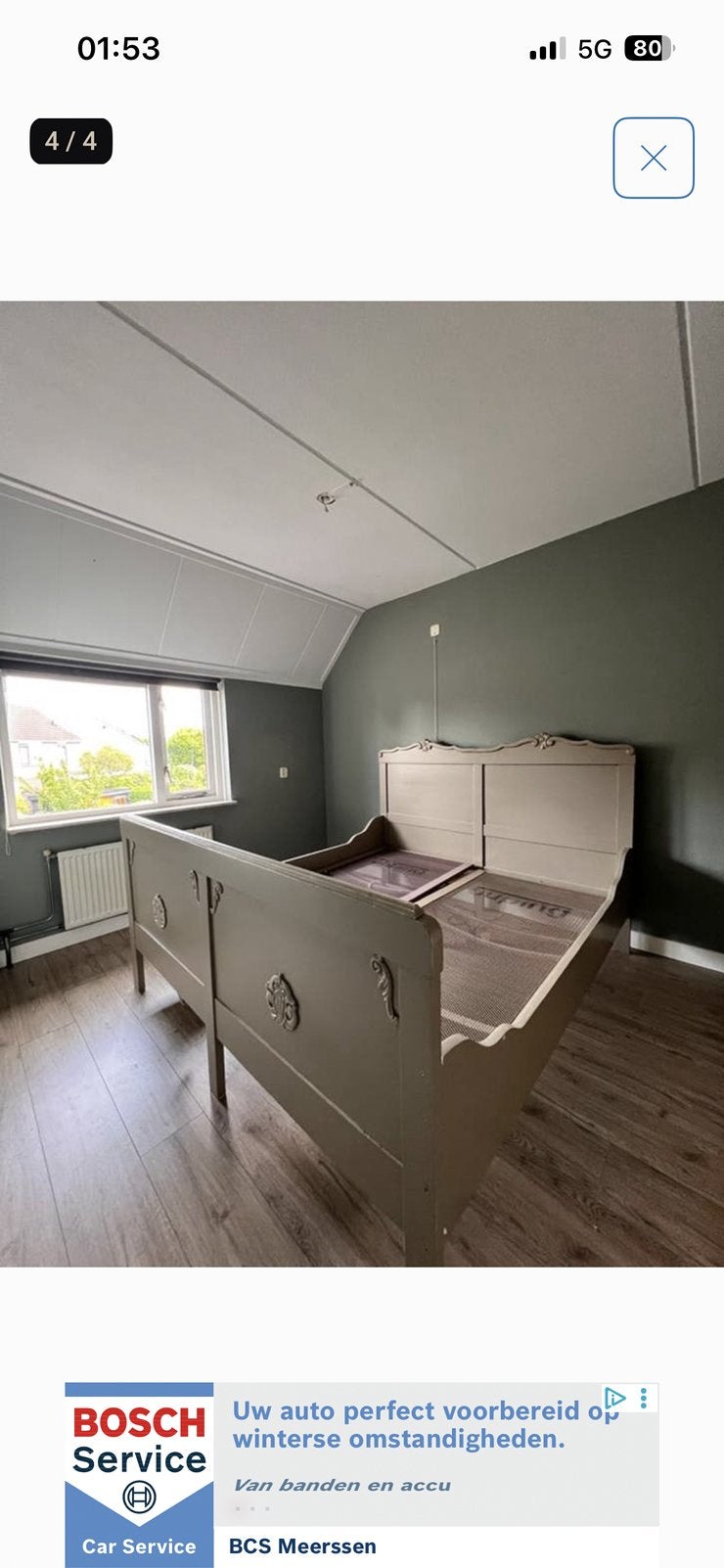 Vintage bed 180x200, Ophalen, Tweepersoons, Zo goed als nieuw, 180 cm