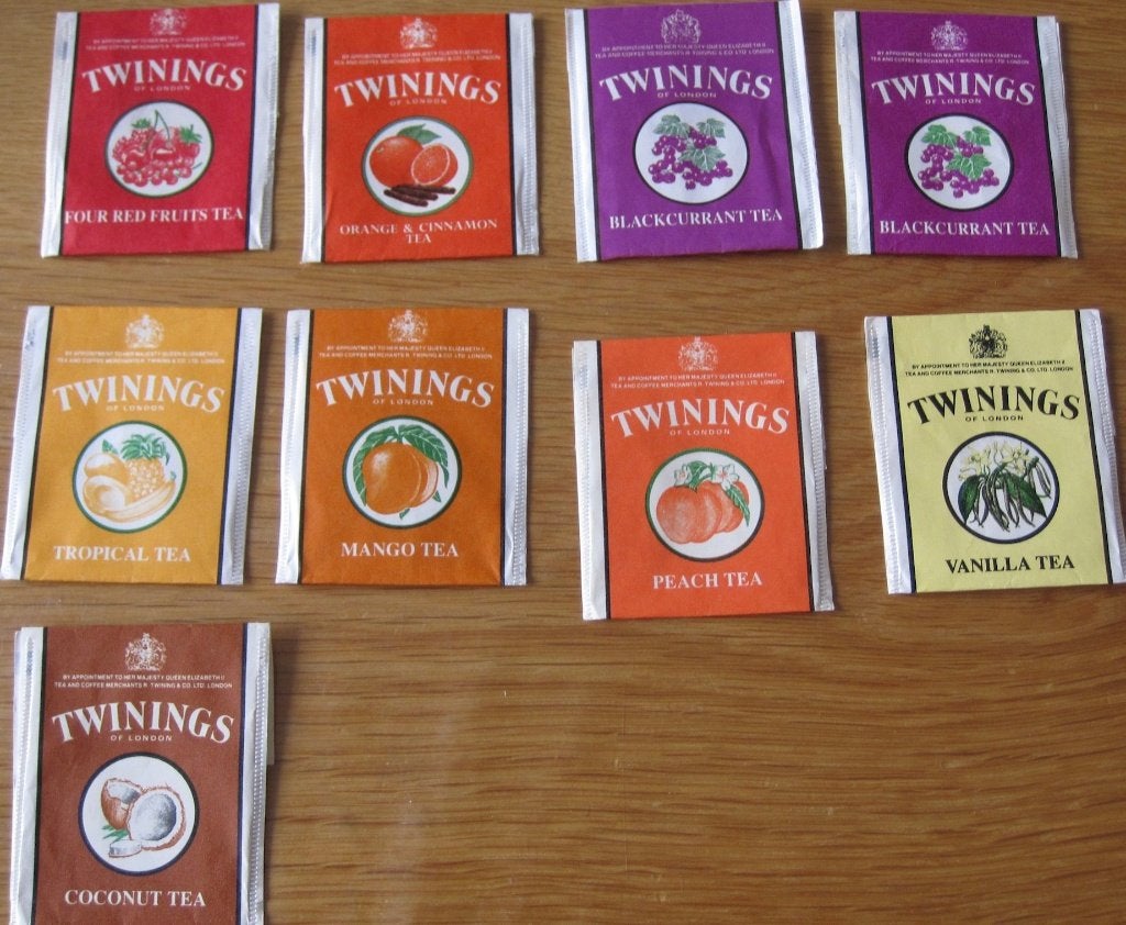 Set van negen theezakjes van Twinings vruchtenthee, Verzenden, Theezakje(s)