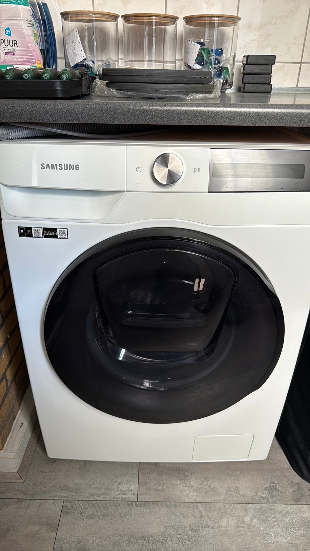 Defecte Samsung WW80T754ABT - Wasmachine - QuickDrive EcoBub, Ophalen, Zo goed als nieuw, 1200 tot 1600 toeren, 85 tot 90 cm