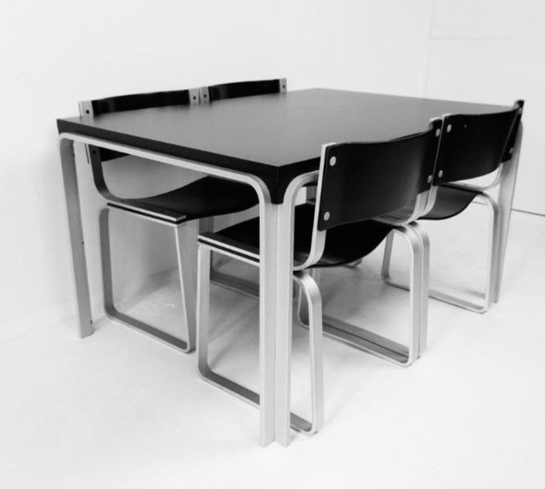 PASTOE eetkamer set, tafel en 4 stoelen Pierre Mazairac 1970, Ophalen, Kunststof, Gebruikt, Mid centhury