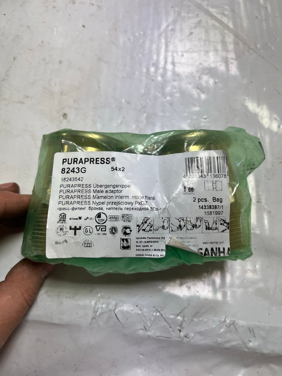 PURAPRESS 8243G 54x2 Male adapter (6 stuks), Ophalen of Verzenden, Nieuw, Koper, Overige typen