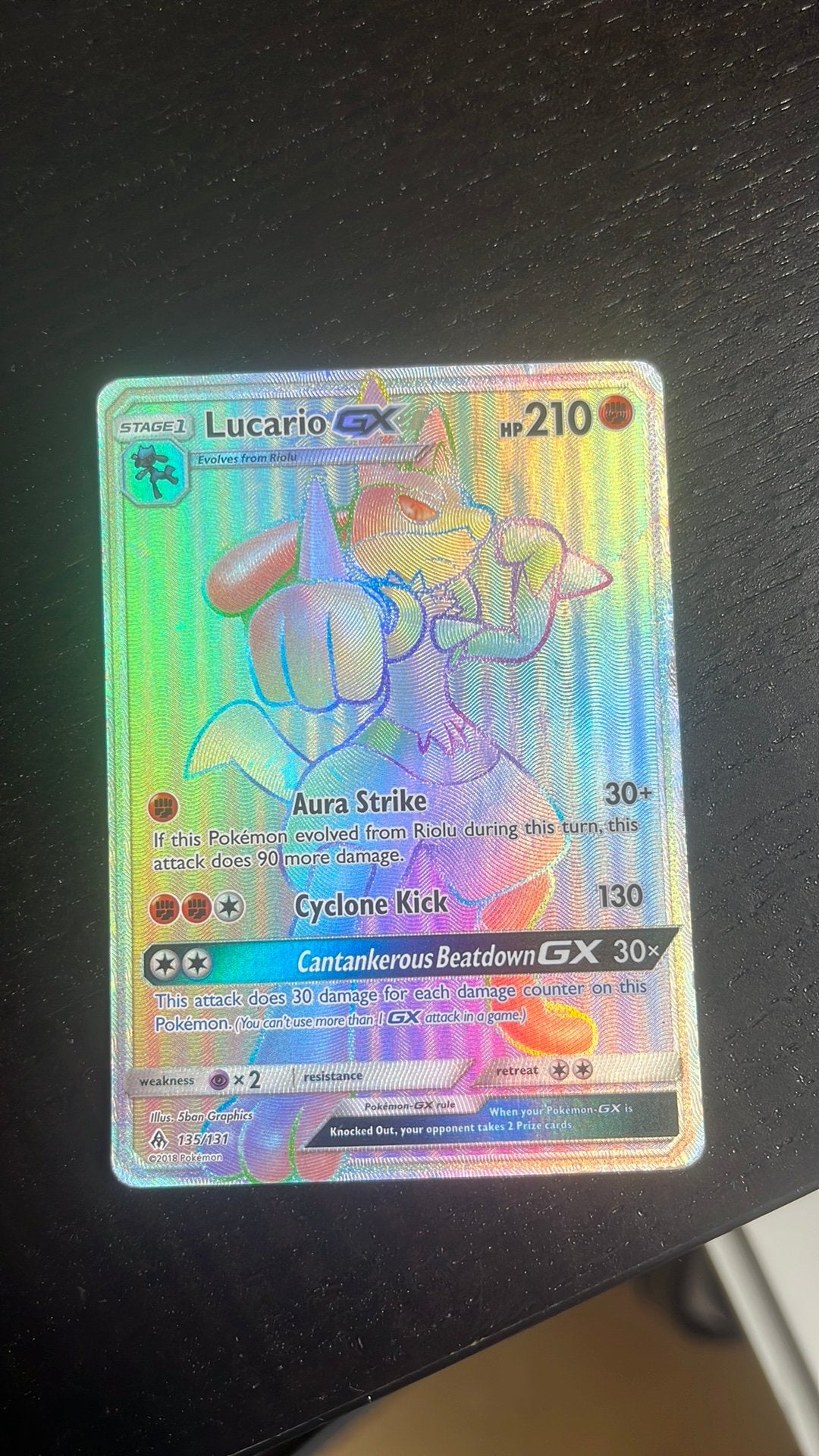 Pokemon kaart Lucario GX 135/131, Ophalen of Verzenden, Zo goed als nieuw