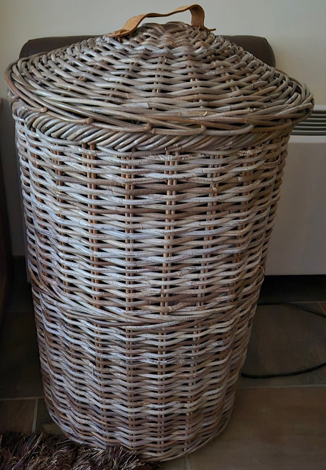 Kubu Grey rotan (was)opbergmand met bolde, Ophalen, Gebruikt, Landelijk, Natuurlijk materiaal