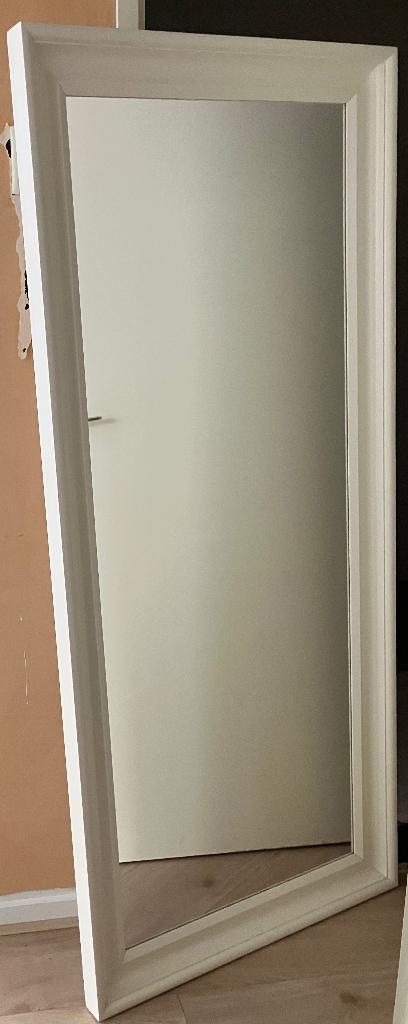 Grote roomwitte rechthoekige spiegel, Ophalen, Gebruikt, 150 tot 200 cm, Rechthoekig