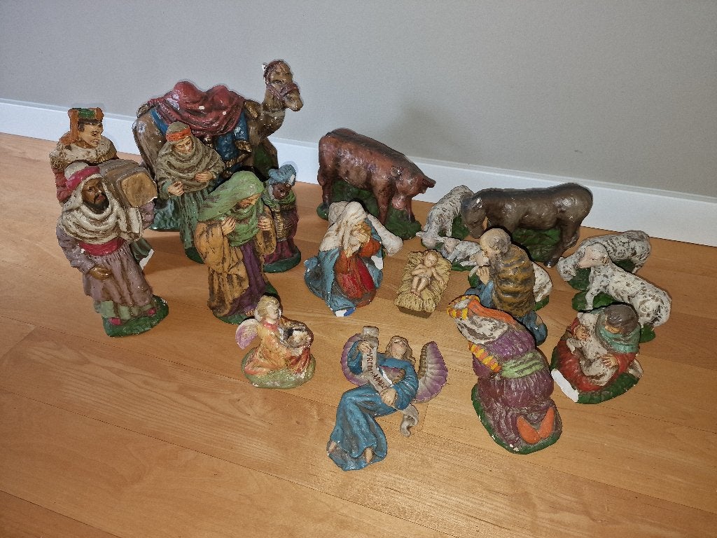 Prachtige grote vintage kerststal set, Ophalen, Gebruikt