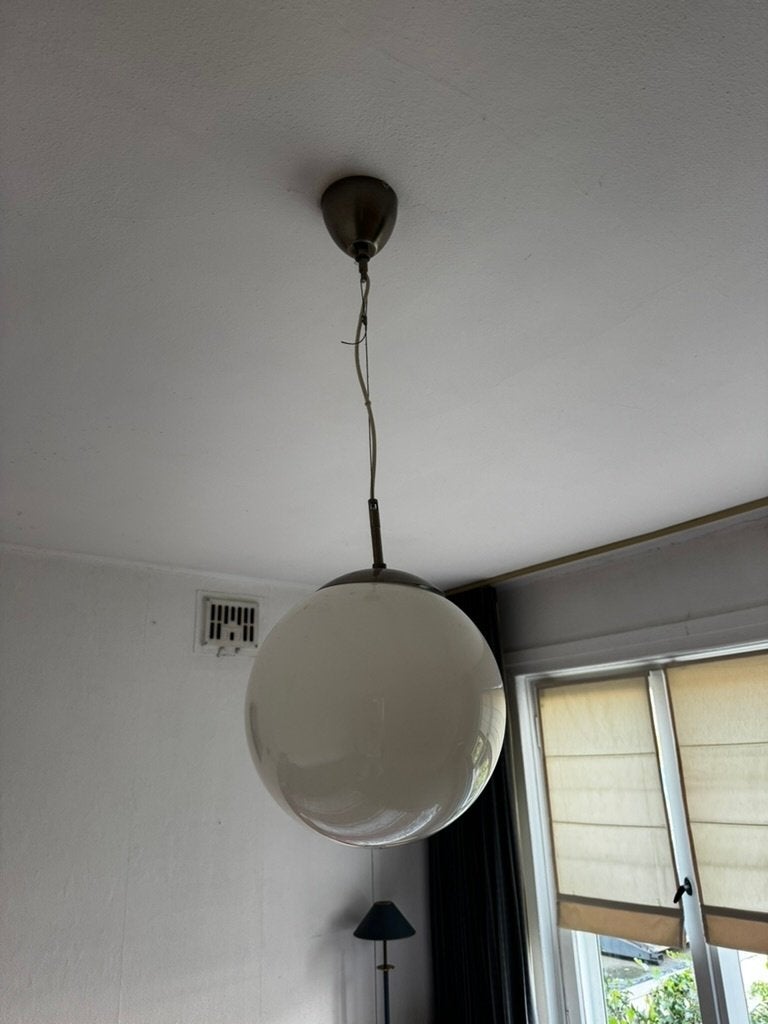 Hanglamp bol wit glas, Ophalen, Gebruikt, E27 (groot), Glas