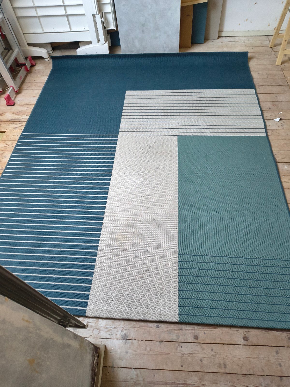 Laagpolig vloerkleed 199x247cm van Ikea, Ophalen, Gebruikt, Blauw, 150 tot 200 cm